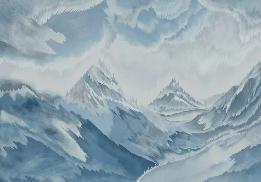 murales de pared Majestuosas montañas y olas revoloteando w01763