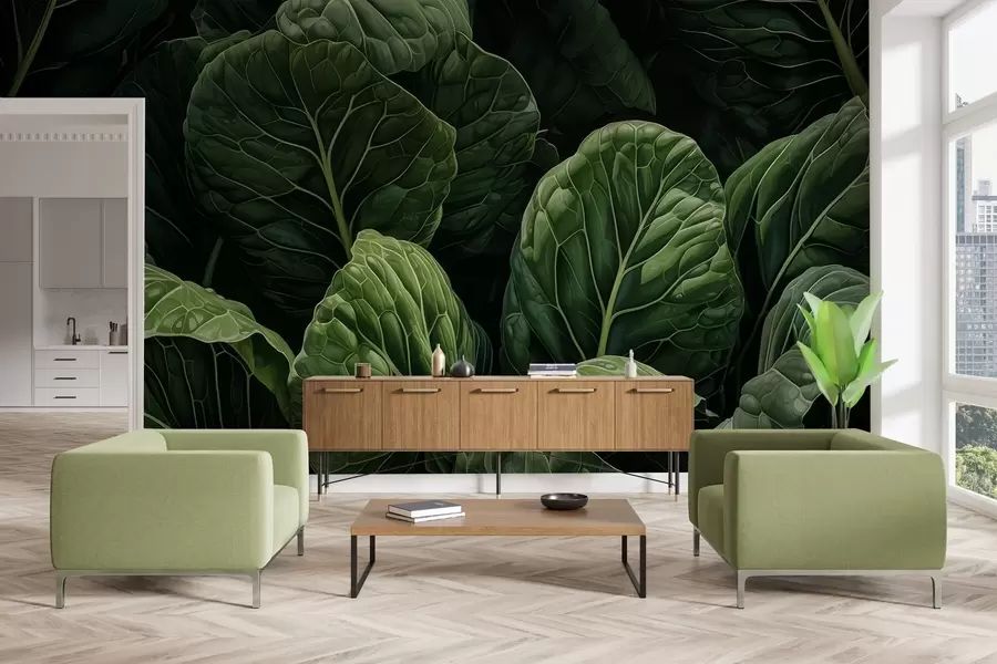 murales de pared Hojas verdes juguetonas w05043