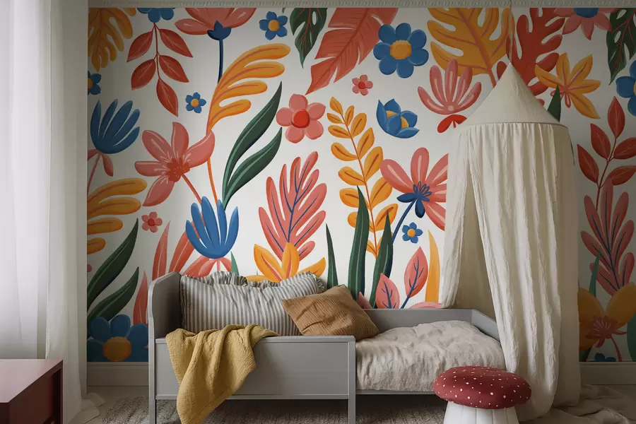 murales de pared Diseño brillante con flores y hojas w05003