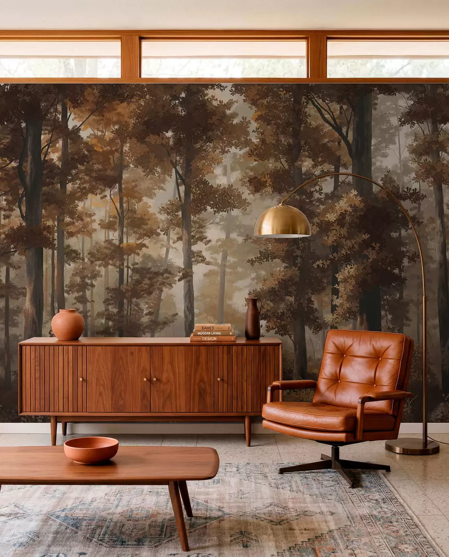 murales de pared Sendero de bosque ámbar w05089v1
