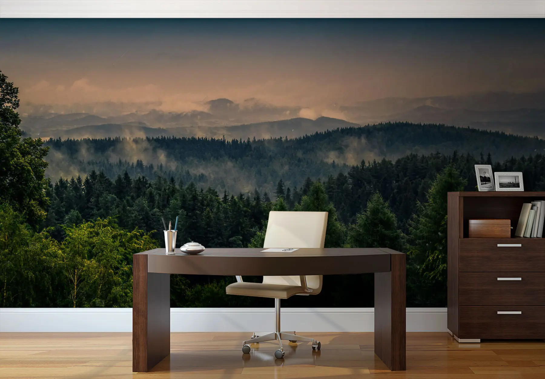 murales de pared Árboles de árboles en la niebla. u72174