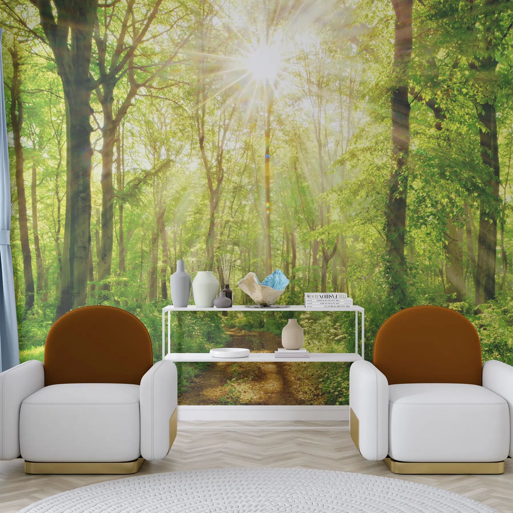 murales de pared Camino en el bosque soleado u22252