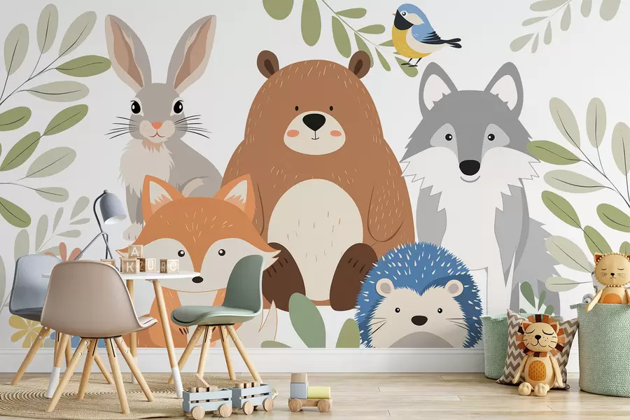 murales de pared Animales adorables del bosque w05165v1