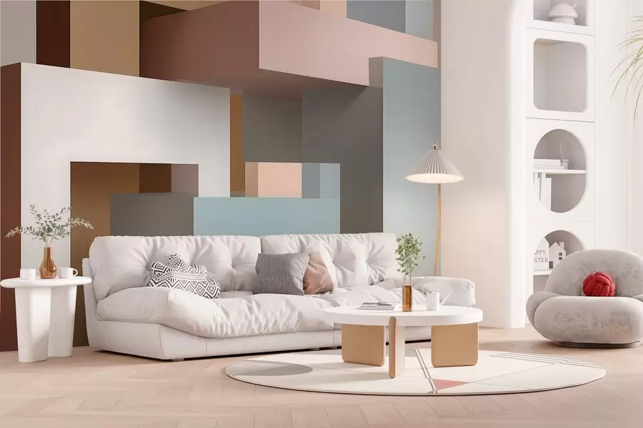 murales de pared geometría abstracta en estilo 3D w05065