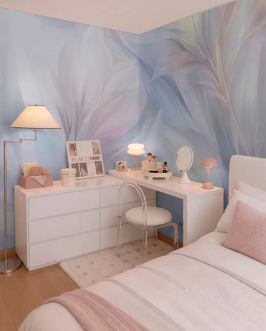 murales de pared Plumas en tonos pastel w09634