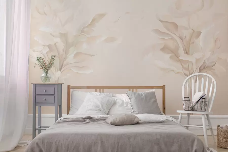 murales de pared Plantas decorativas aireadas en cálidos tonos cremosos. w05126