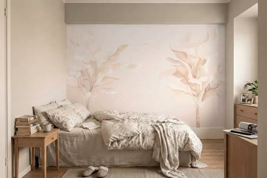 murales de pared Plantas decorativas aireadas en cálidos tonos cremosos. w05126