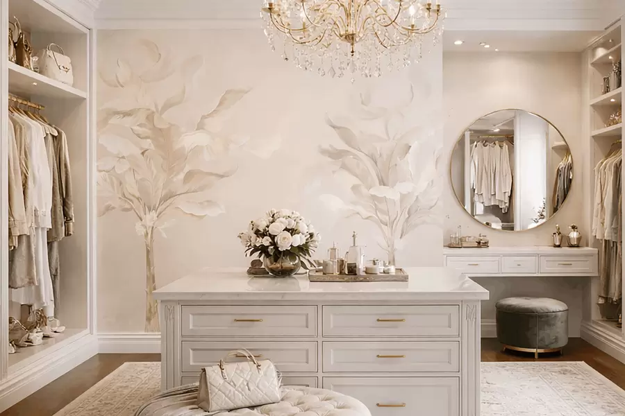 murales de pared Plantas decorativas aireadas en cálidos tonos cremosos. w05126