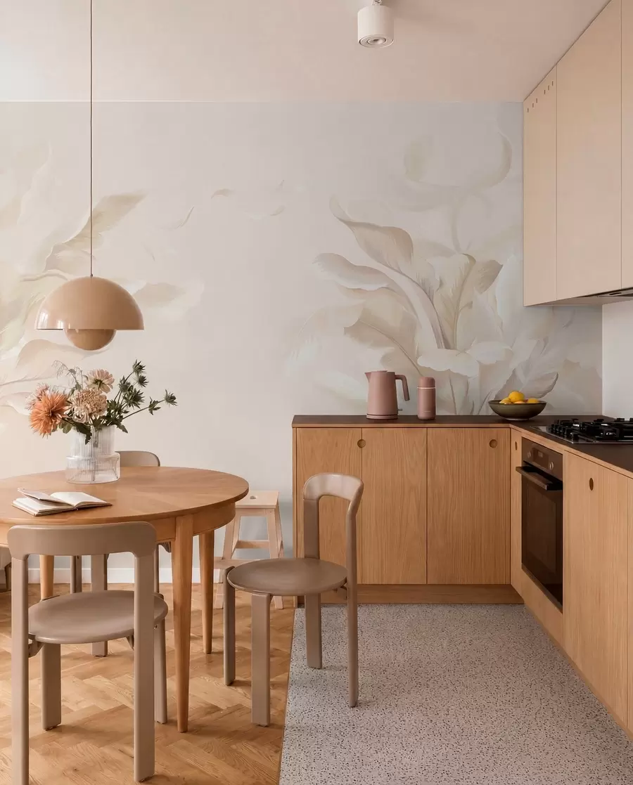 murales de pared Plantas decorativas aireadas en cálidos tonos cremosos. w05126