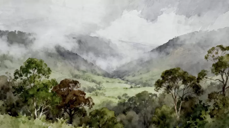 murales de pared Paisaje pintado en la niebla w05185