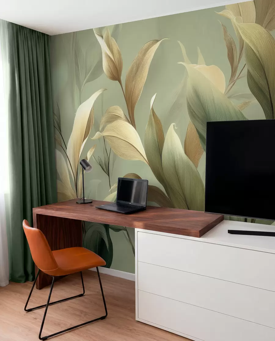 murales de pared Grandes hojas tropicales w09688