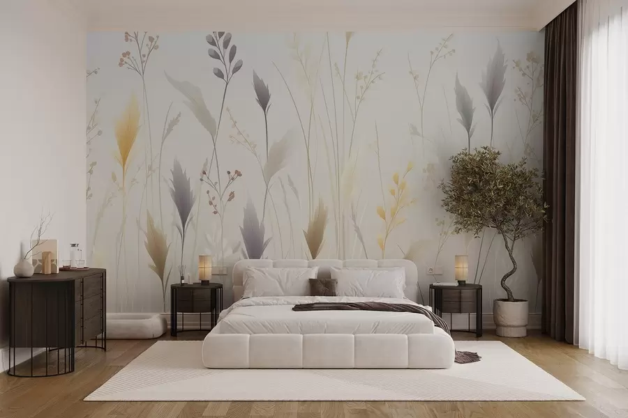 murales de pared Variedad de flores silvestres y pastos w09697