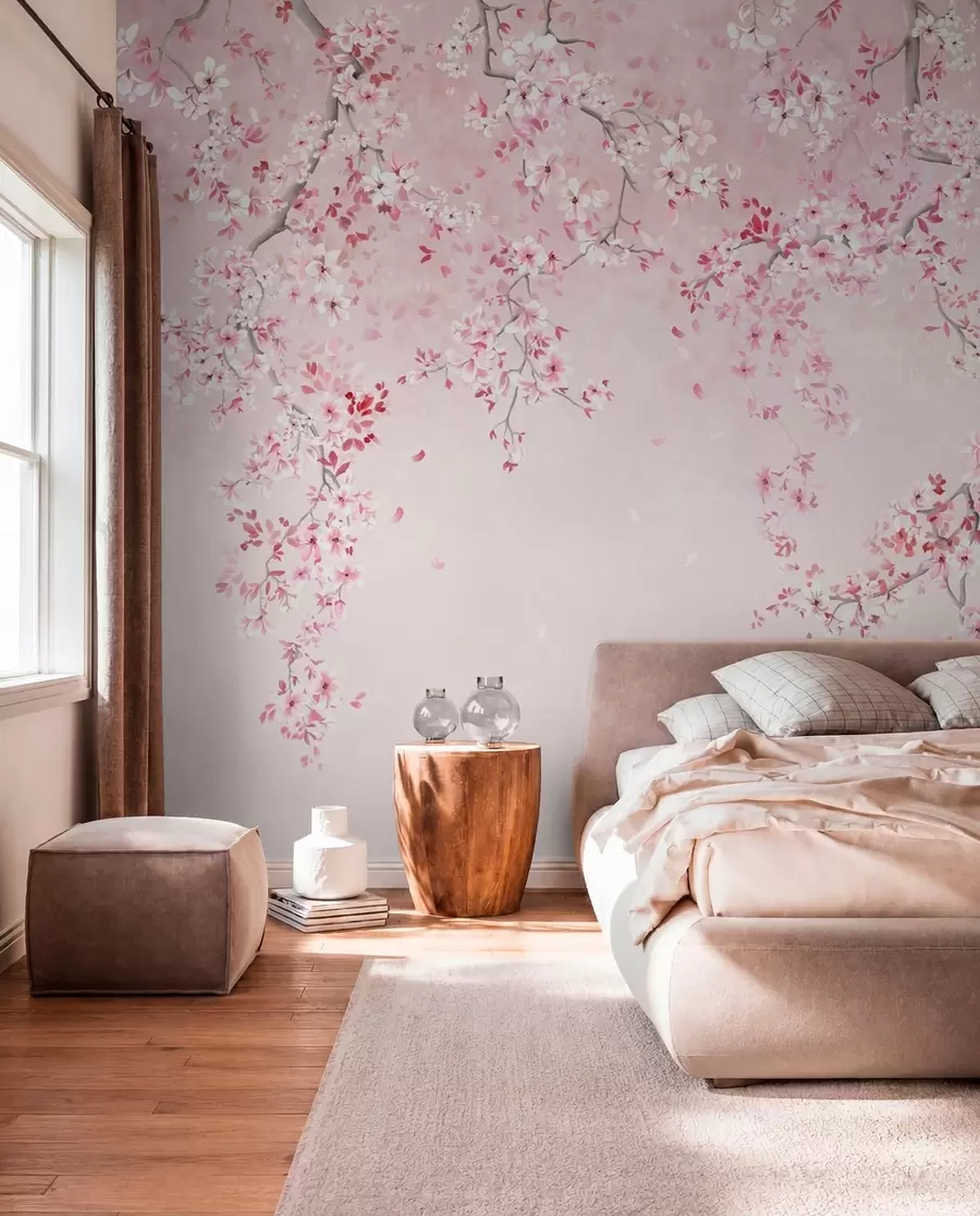 murales de pared Floración en rosa suave w05129v1