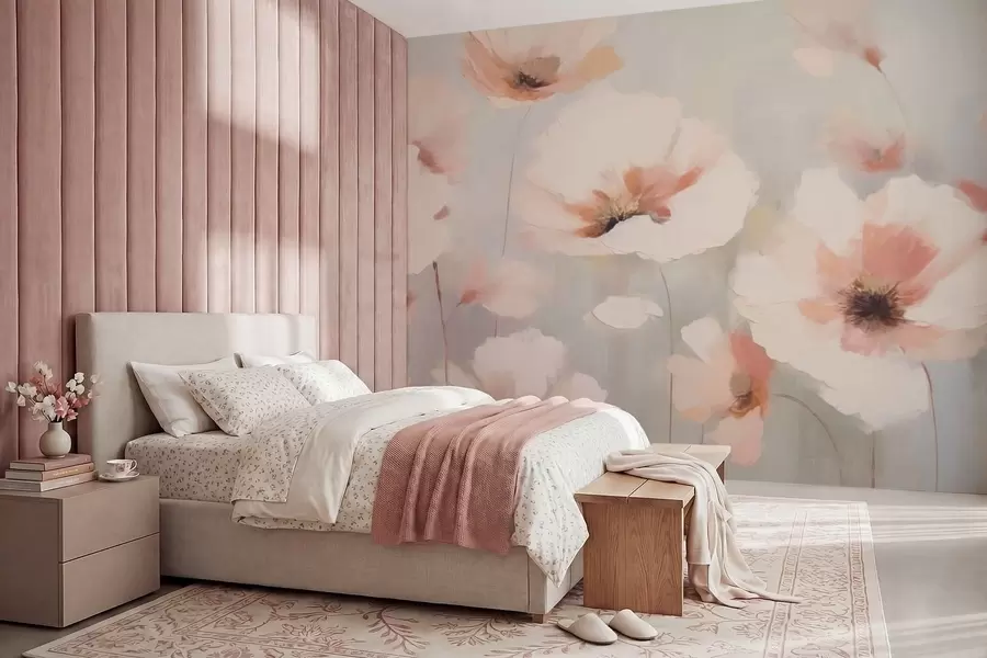murales de pared Delicadas flores en tonos pastel w05222