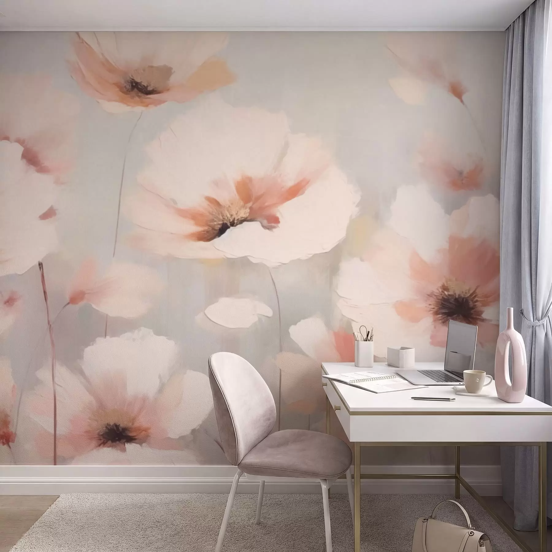murales de pared Delicadas flores en tonos pastel w05222