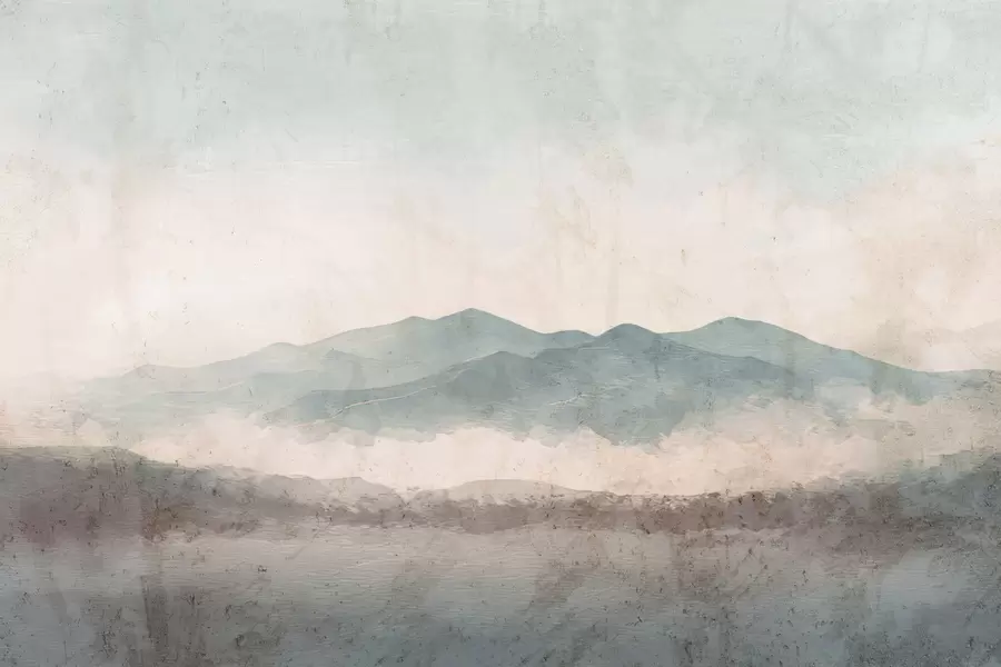 murales de pared Paisaje montañoso pintado con estilo grunge w05241