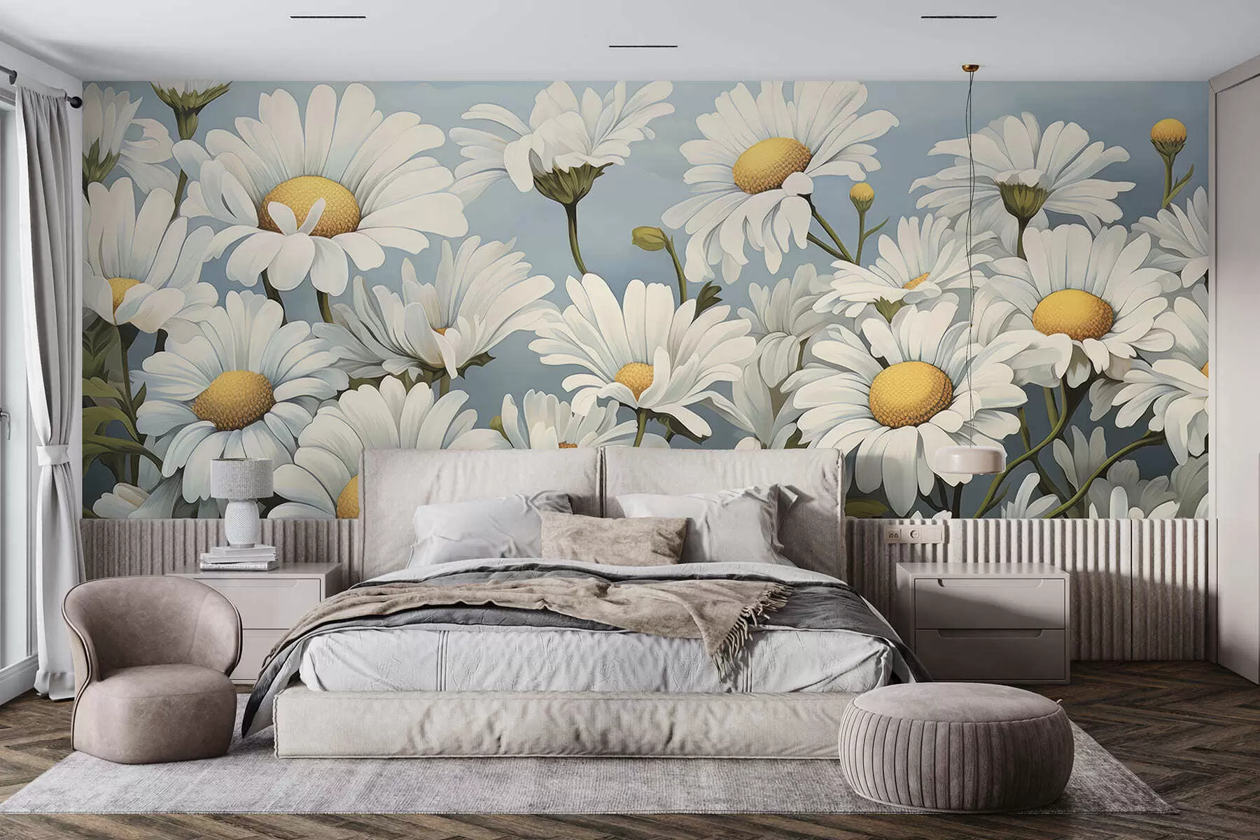 murales de pared Margaritas exuberantes w05247