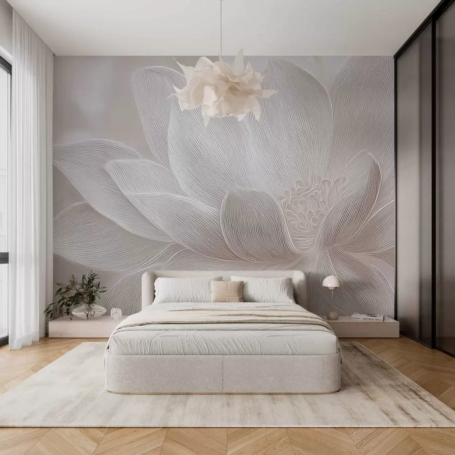 murales de pared Olas abstractas fluidas en tonos beige claro. w05266