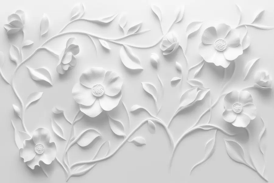 murales de pared Adorno floral en relieve gris w09710