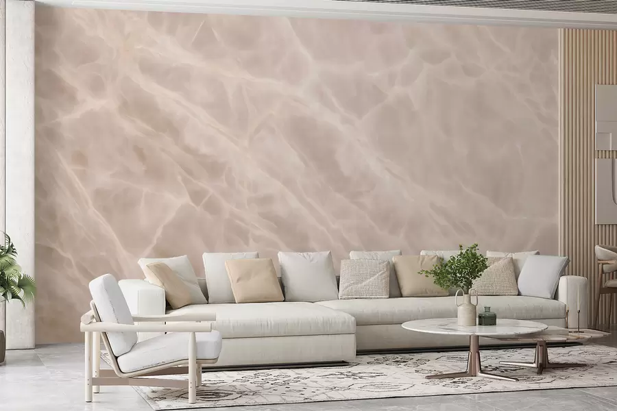 murales de pared Elegante obra de arte abstracta en una paleta de colores beige con imitación de mármol. w09684