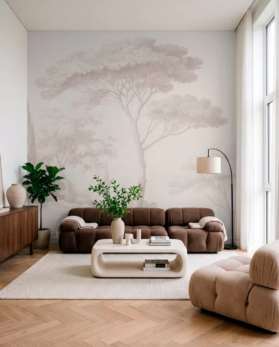 murales de pared Bosque color crema w09685