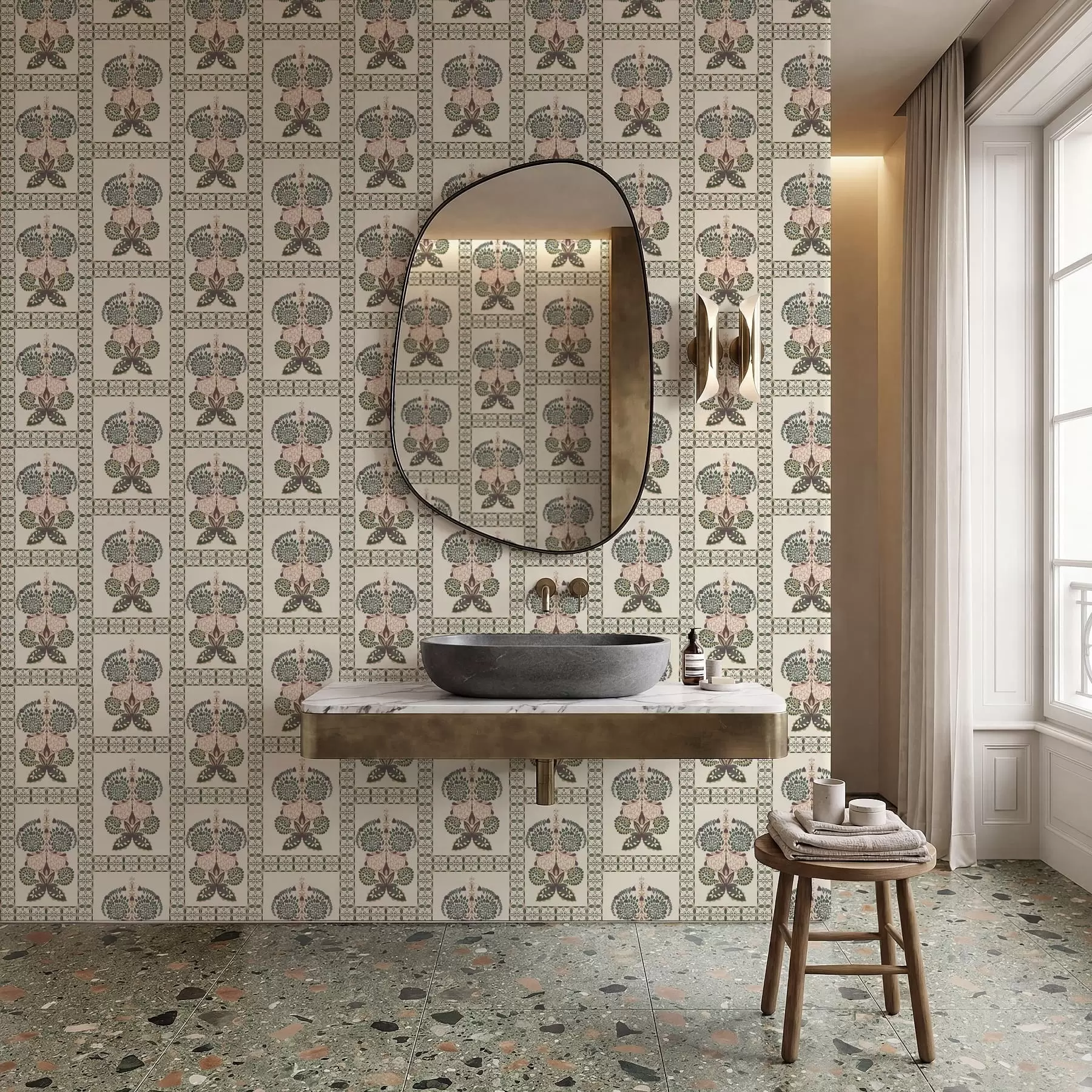 murales de pared Motivo decorativo con mariposas y flores a01125