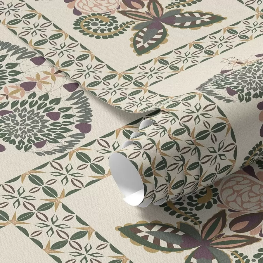 murales de pared Motivo decorativo con mariposas y flores a01125