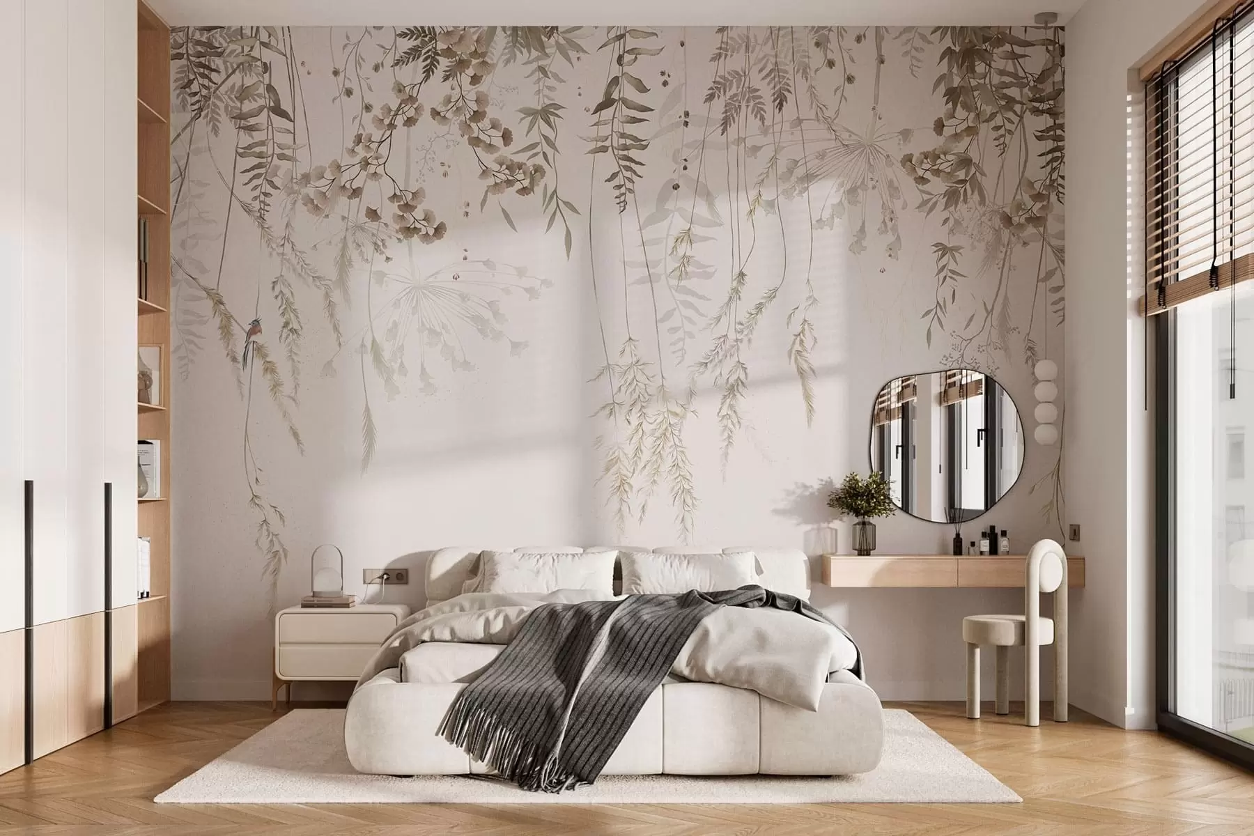 murales de pared Plantas silvestres colgantes sobre un fondo claro w05320