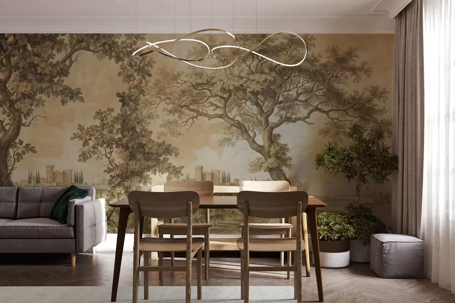 murales de pared Paisaje pastoral en estilo bordado w05359