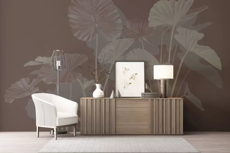 murales de pared Jardín de lotos pintados w05364v2