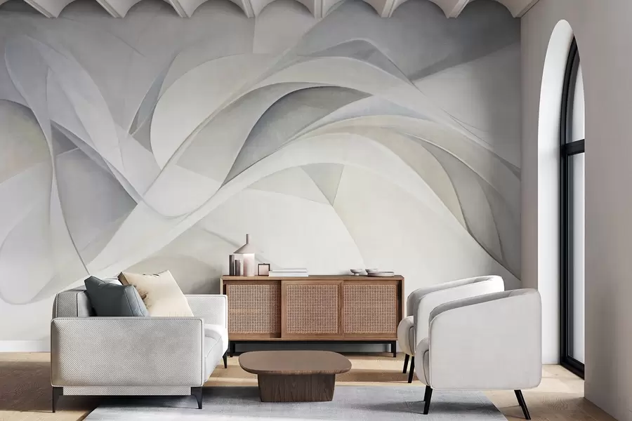 murales de pared Formas abstractas y fluidas, arte moderno con textura w09766