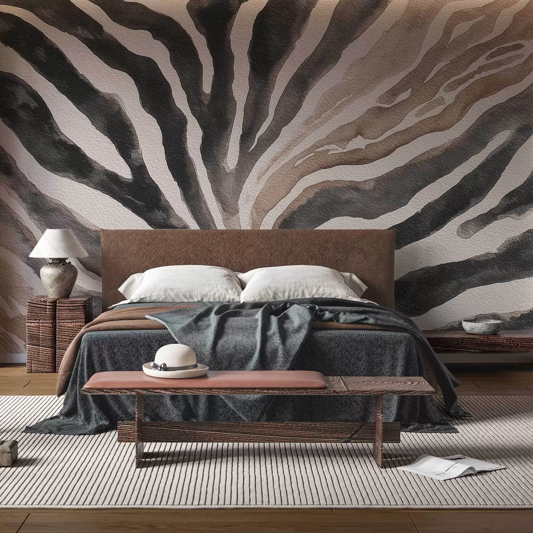 murales de pared Abstracción suave con texturas naturales en tonos neutros w09801