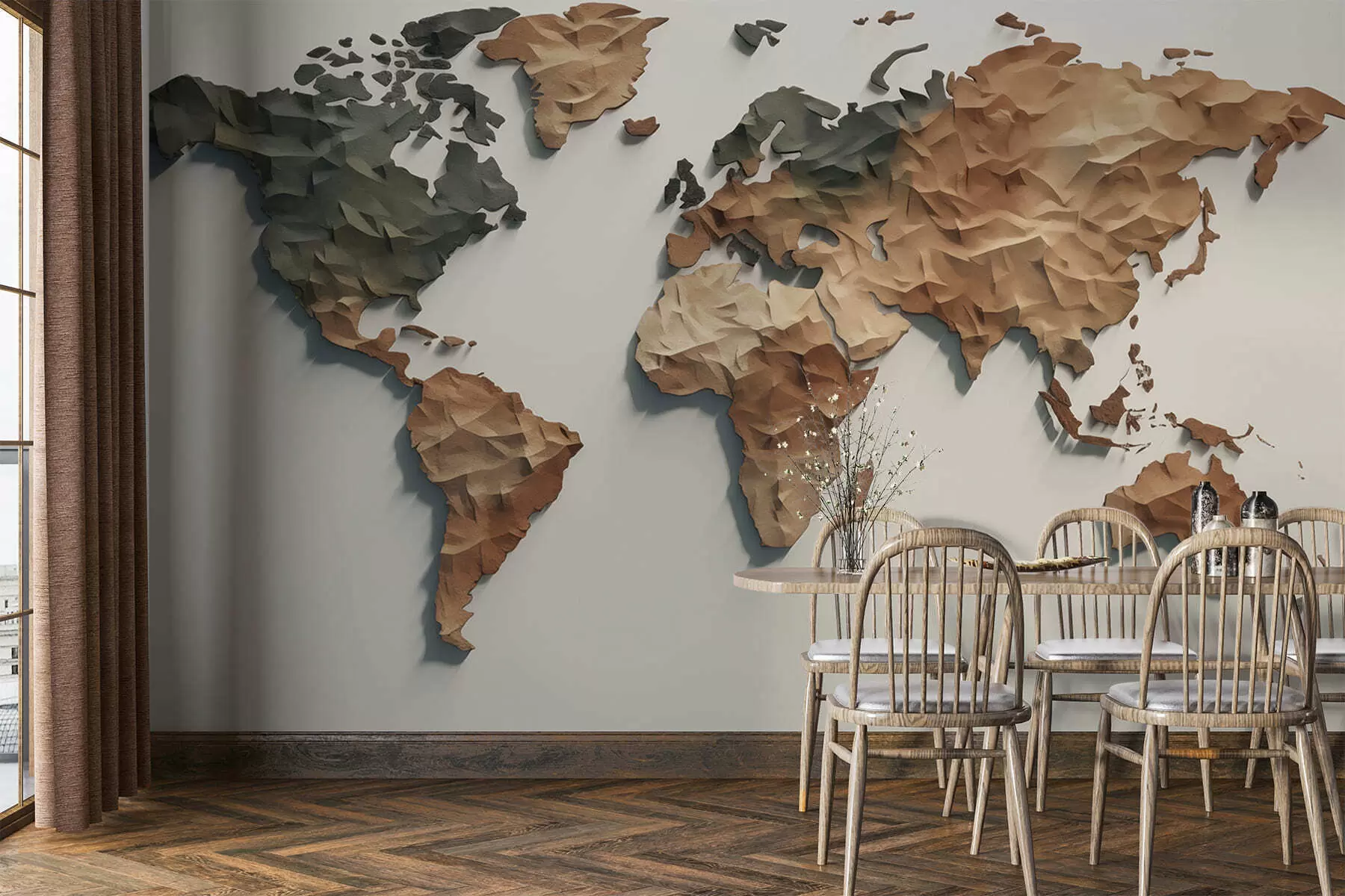 murales de pared Mapa del mundo abstracto c00011