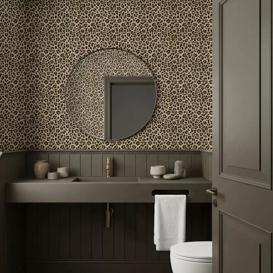 murales de pared Estampado de leopardo con manchas sobre fondo claro a01151