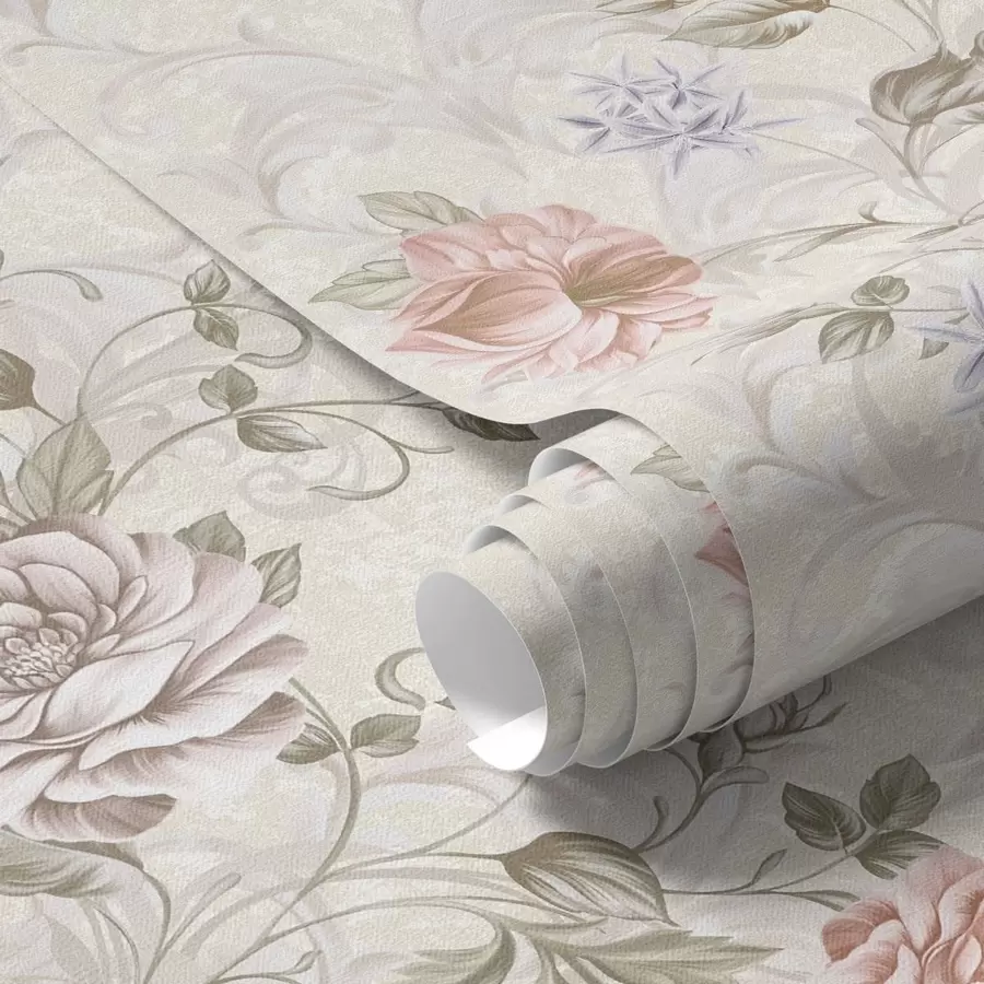 murales de pared Diseño de flores grandes en tonos pastel a01154