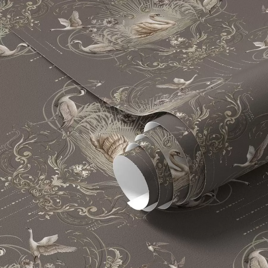 murales de pared Adorno con cisnes y pájaros de estilo clásico a01161