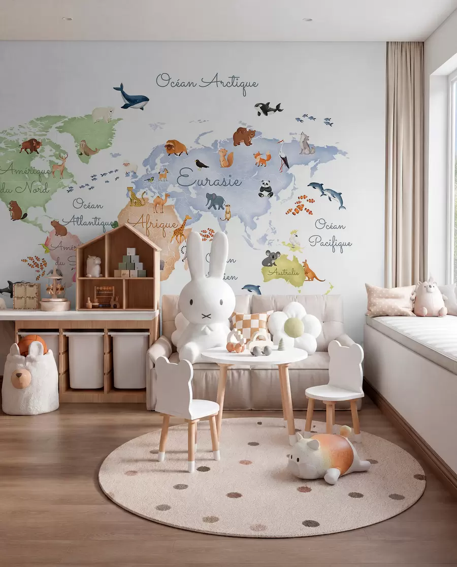 murales de pared Fauna pastel en francés c00012fr