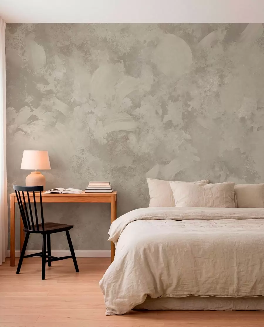 murales de pared Textura abstracta de pincel minimalista en tonos beige w05160