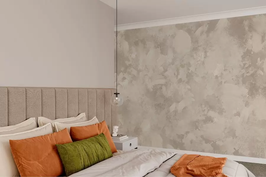 murales de pared Textura abstracta de pincel minimalista en tonos beige w05160