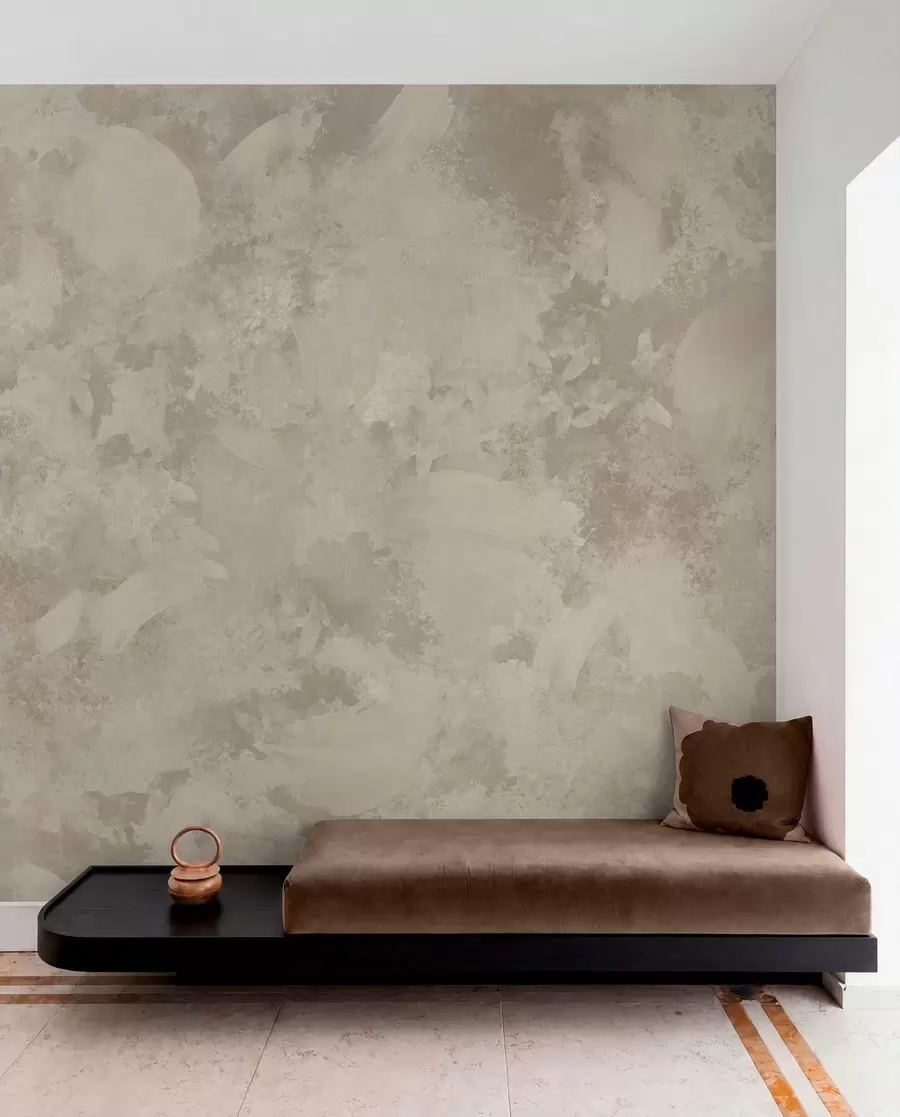 murales de pared Textura abstracta de pincel minimalista en tonos beige w05160