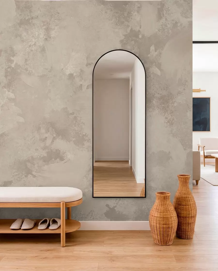 murales de pared Textura abstracta de pincel minimalista en tonos beige w05160
