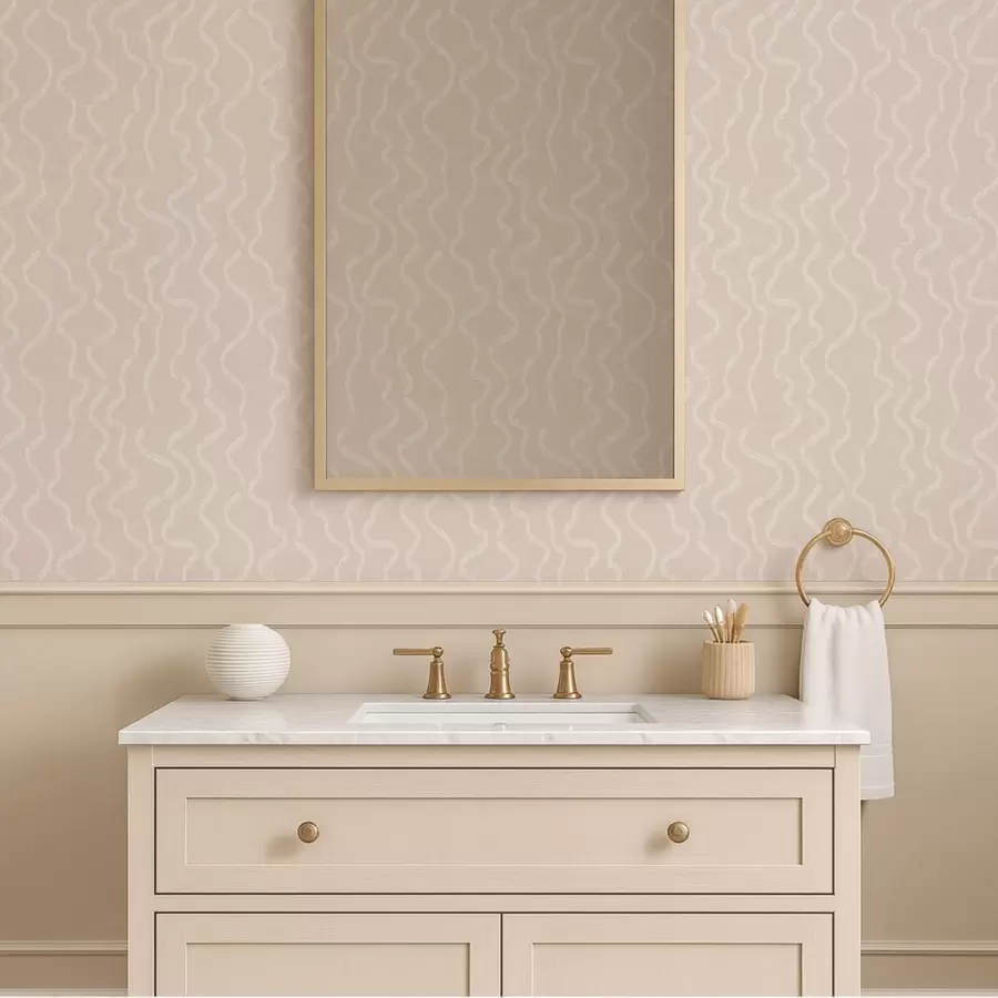 murales de pared Diseño ondulado sobre fondo beige a01167