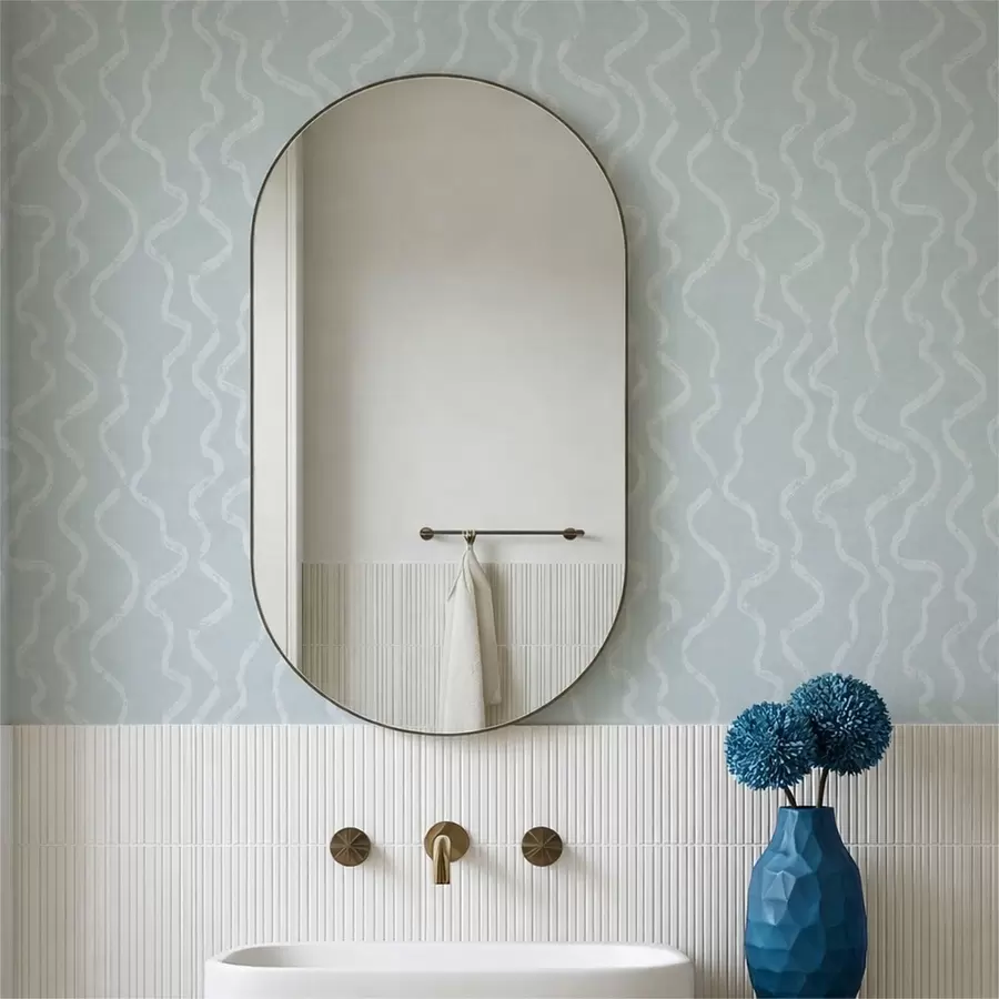 murales de pared Dibujo ondulado sobre fondo azul a01167v1