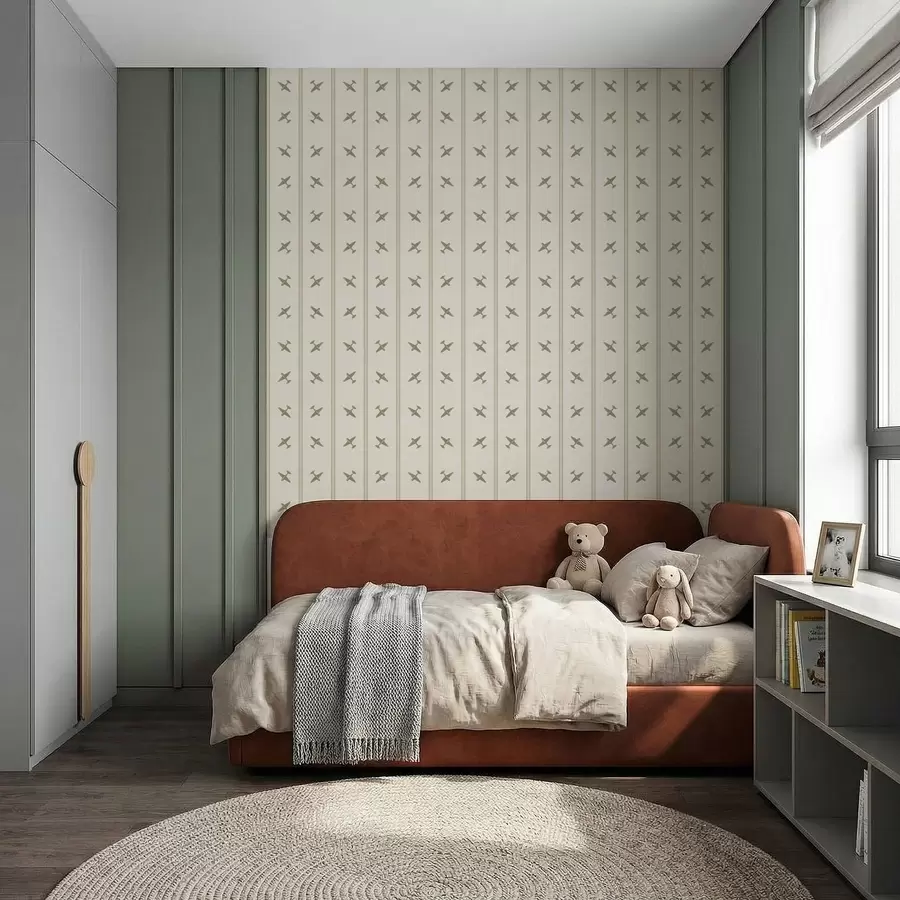 murales de pared Aviones con un diseño a rayas en tonos oliva a01170v2