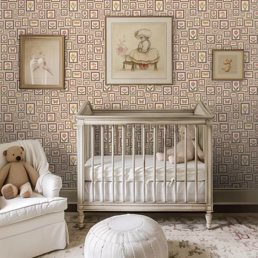 murales de pared Ilustraciones enmarcadas en cálidos tonos beige a01176v2