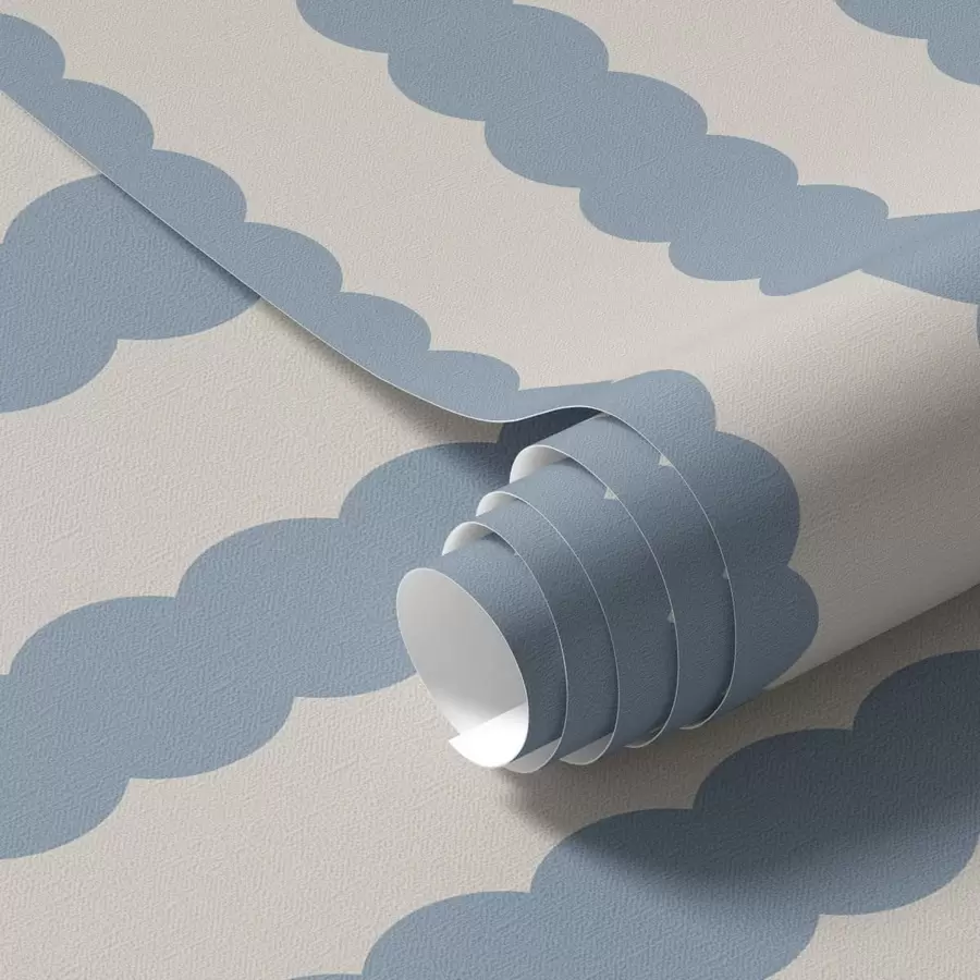 murales de pared Rayas onduladas azules de estilo minimalista a01182