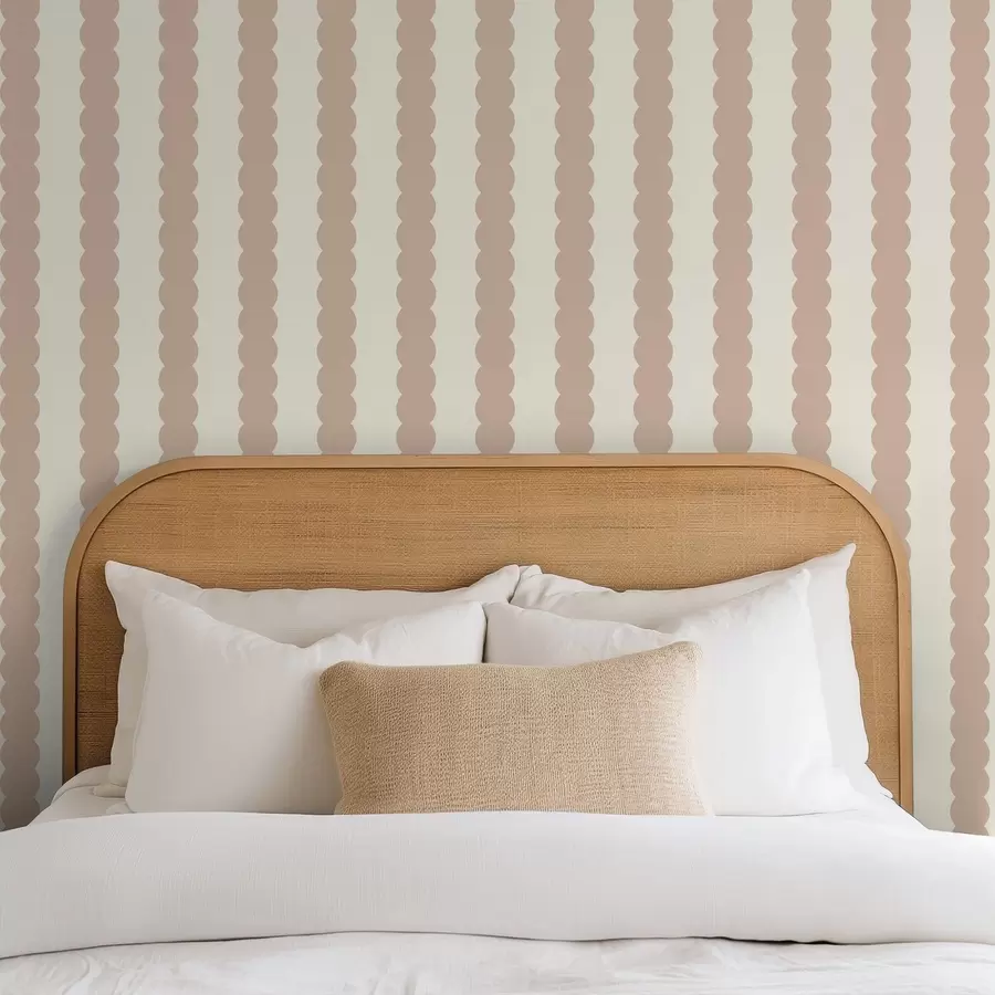 murales de pared Rayas onduladas en color beige, de estilo minimalista a01182v2