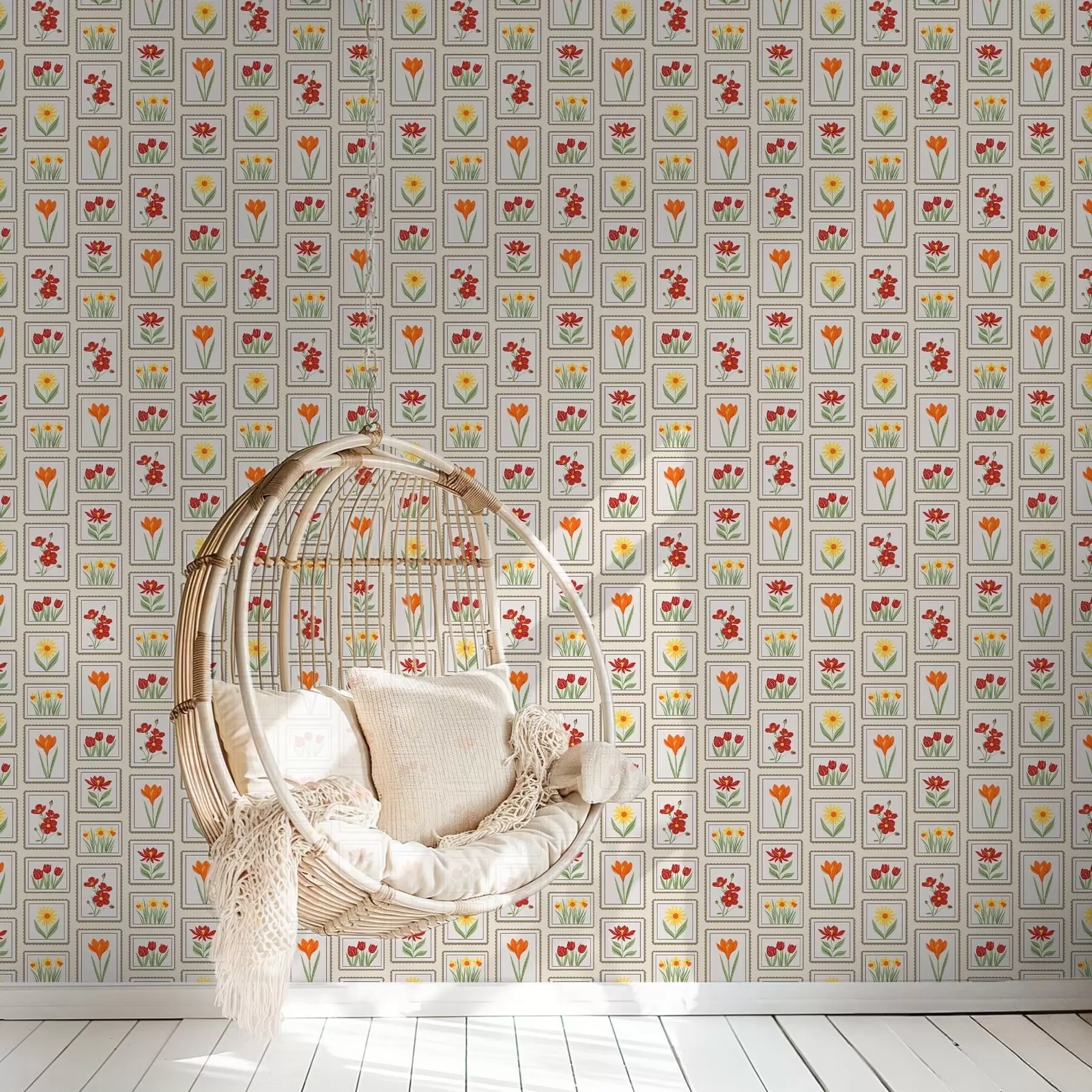 murales de pared Ilustraciones florales con marcos llamativos a01174v1