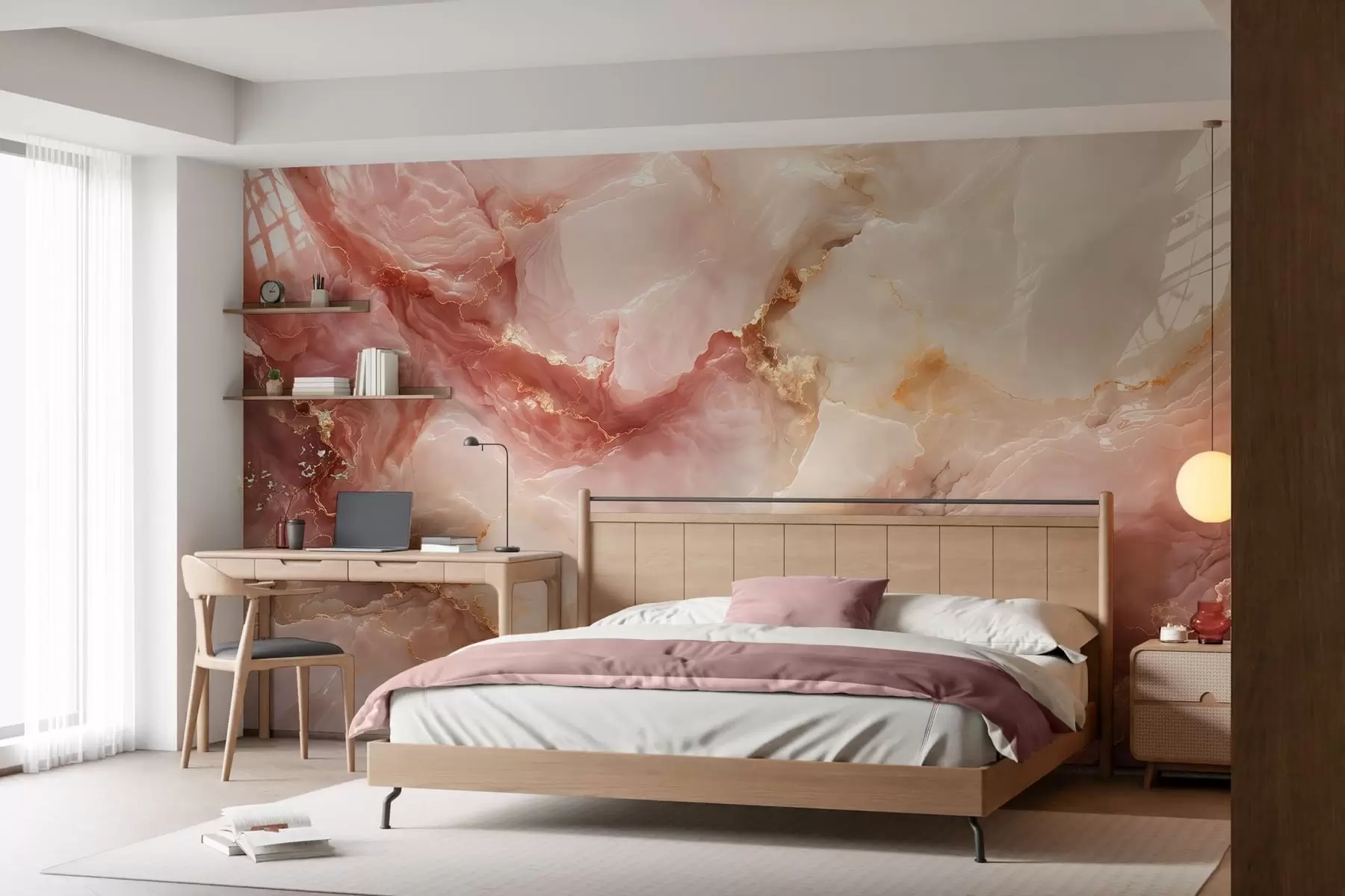 murales de pared Imitación de mármol rosa w05519