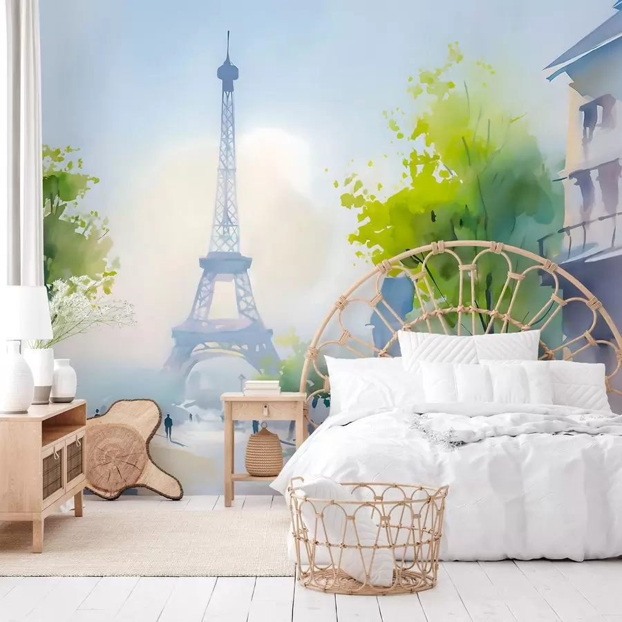murales de pared París, un paisaje urbano en acuarela pintado «à la prima» w05566